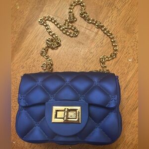 Elegant Blue Quilted Chain Bag